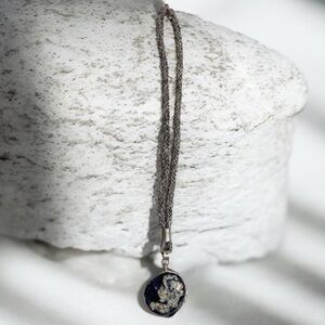 Silver Metal Stone Rock Necklace Artsy Art Pendant Hippie Boho Statement unique